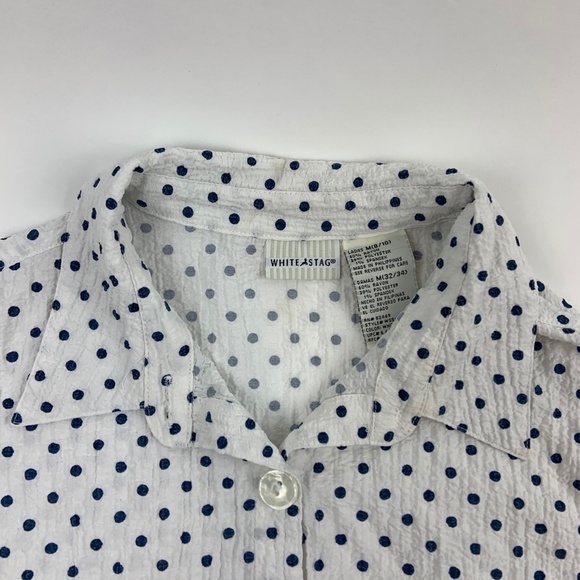 White Stag Womens Button Down Shirt Quarter Sleeve White Blue Medium - Picture 3 of 7